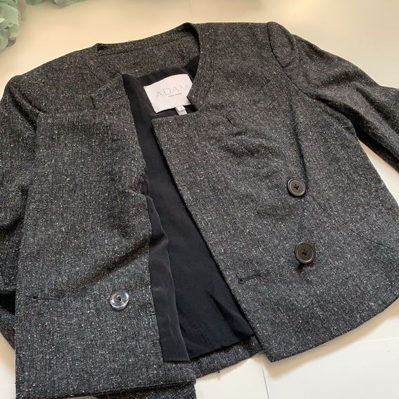Adam Lippes wool/silk blend grey short jacket S 2 - Picture 7 of 9